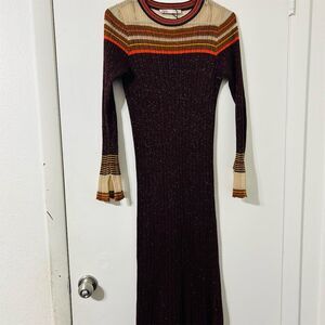 Zara Women's Shimmer Ribbed Midi Dress Size Small